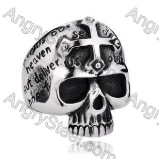 Stainless Steel Cross Sign Skull Ring - KJR350120