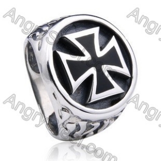 Men Stainless Steel German WWII Iron Cross Ring - KJR350122