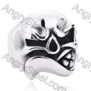 Punk Stainless Steel Make a Face Skull Ring - KJR350154