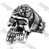 Stainless Steel Black Stone Eyes Ring - KJR350166