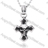 Stainless Steel World War II Death Head Skul Cross Pendant - KJP350026