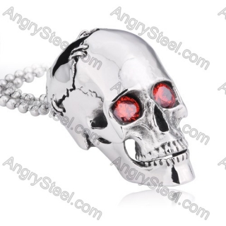 Big & Heavy Punk Stainless Steel Red Stone Eyes Skull Pendant - KJP350051