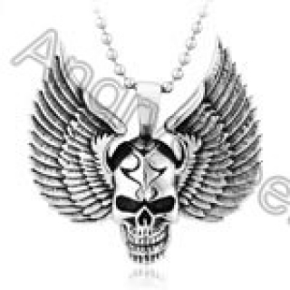 Stainless Steel Wings Skull Sign Pendant - KJP350110