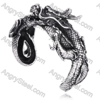 Mens Stainless Steel Dragon Bangle - KJB370109