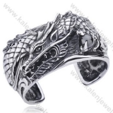 Large & Heavy Stainless Steel 3D Dragon Relief Bangle with Black Orb - KJB350010