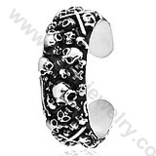 Stainless Steel Death Head Skull Relief Bangle - KJB350017