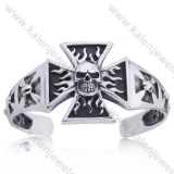 Big & Heavy Stainless Steel German WWII Iron Cross Death Head Skull Bangle - KJB350040