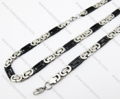 Half Black Plating Necklace & Bracelet Jewelry Set - KJS380018