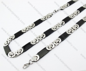 Half Black Plating Necklace & Bracelet Jewelry Set - KJS380027