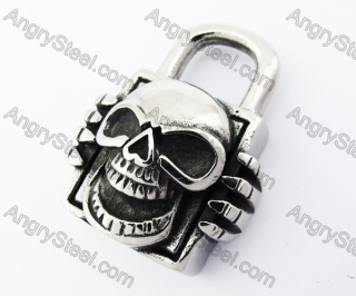 Stainless Steel Lock & Skull Pendant - KJP370011