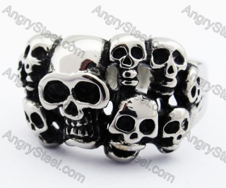 Stainless Steel Death Head Skull Ring - KJR330074