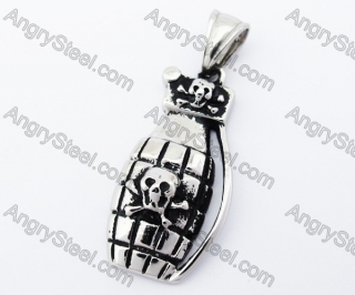 Stainless Steel Skull Grenade Pendant - KJP170223