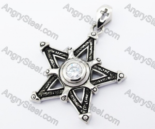 Stainless Steel Inlay Zircon Stone Star Pendant - KJP170231