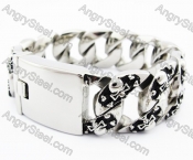 Big & Heavy Stainless Steel Heart & Skull Bracelet - KJB370016