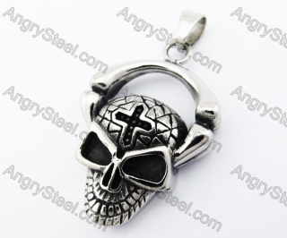 Stainless Steel Cross Sign Skull Pendant - KJP370028