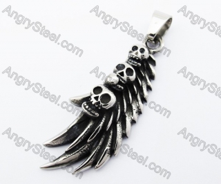 Stainless Steel Skull Wings Pendant - KJP370032