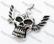 Stainless Steel Wings Skull Pendant - KJP370036