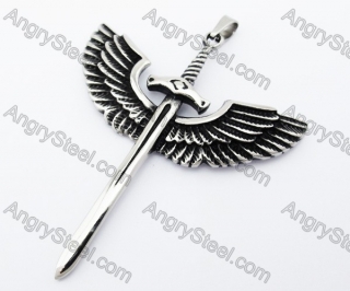 Stainless Steel Sword with Wings Pendant - KJP370046