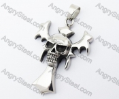 Stainless Steel Skull Cross Pendant - KJP370049