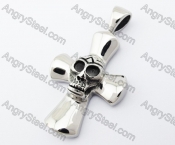 Stainless Steel Skull Cross Pendant - KJP370051