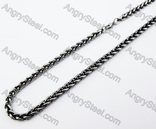 555 × 6 mm Black Stainless Steel Biker Necklace - KJN370010