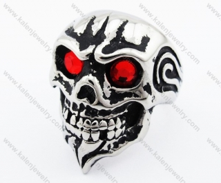 Stainless Steel Red Stone Eyes Ring - KJR010224