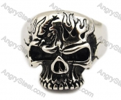 Stainless Steel Skull Ring - KJR010080