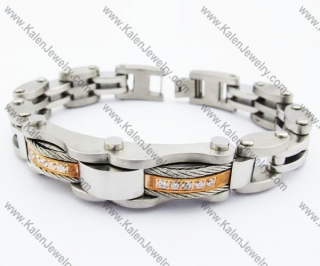 Stainless Steel Rose Gold & Inlay Rhinestones Bracelet - KJB410001