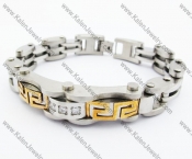 Stainless Steel Rose Gold Great Wall Pattern & Inlay Zircon Stones Bracelet - KJB410002