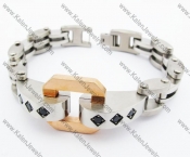 Stainless Steel Rose Gold & Inlay Black Stones Bracelet - KJB410009