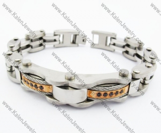 Stainless Steel Rose Gold & Inlay Black Stones Bracelet - KJB410010