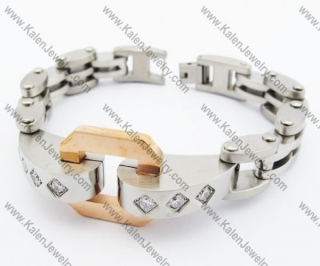 Stainless Steel Rose Gold & Inlay CZ Stones Bracelet - KJB410013