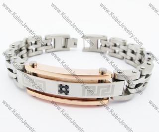 Rose Gold Stainless Steel Inlay Black Rhinestones Bracelet - KJB410018