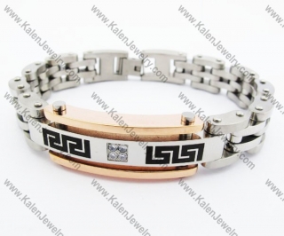 Rose Gold Stainless Steel Inlay Rhinestones Great Wall Pattern Bracelet - KJB410019