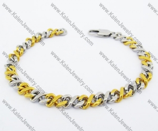 210×7mm Stainless Steel Half Gold Plating Bracelet - KJB100083