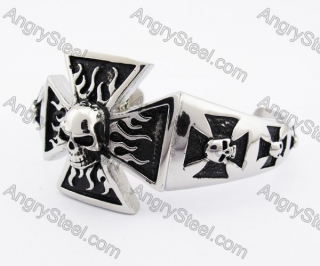 Stainless Steel German World War II Iron Cross Skull Bangle KJB170105