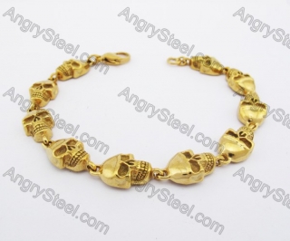 Stainless Steel Gold Skull Bracelet KJB170108