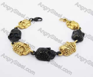 Half Gold & Half Black Stainless Steel Devil Skull Bracelet KJB170109