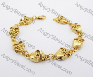 Stainless Steel Gold Skull Bracelet KJB170112