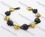 Half Gold & Half Black Stainless Steel Skull Bracelet KJB170113