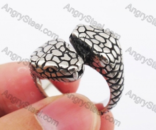 Stainless Steel Double Snake Head Ring KJR370072