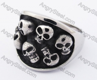 Stainless Steel Death Heads Skull Ring KJR370077