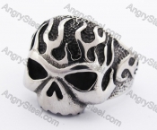 Stainless Steel Flames Skull Ring KJR370085