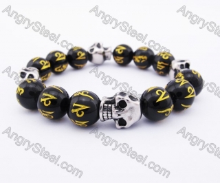 Stainless Steel Skull Scripture Beads Bracelet KJB170121