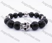 Stainless Steel Skull Black Beads Bracelet KJB170122