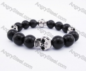 Stainless Steel Skull Black Beads Bracelet KJB170124