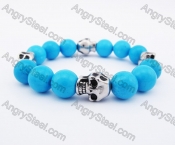 Stainless Steel Skull Blue Beads Bracelet KJB170125