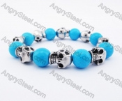 Stainless Steel Skull Blue Beads Bracelet KJB170126