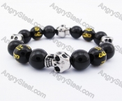 Stainless Steel Skull Black Beads Bracelet KJB170129