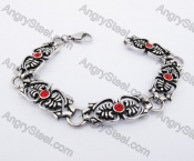 Vintage Stainless Steel Inlay Red Rhinestones Bracelet KJB170132